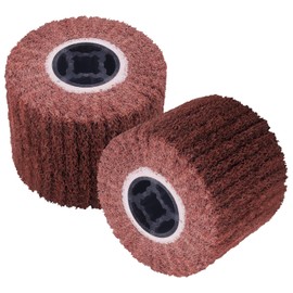SHITIME 4.7" x 4" Abrasive Drawing Wheel Surface Conditioning Tool, 40 Grit Abrasive Drum for Metal Polishing Paint, Rust, Oxidation - 3/4" Quad Keyway for Hand held Polishing Machine (2 Pack)