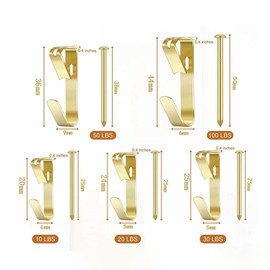 F Fityle 130 Pieces Picture Hangers Picture Hanging Hooks Iron 10lb 20lb 30lb 50lb 100lb Professional Art Hangers for Kitchen Utensils