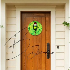 The Grinch Christmas Style 10 Inch Metal Door Hanger