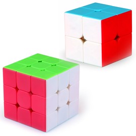 Speed Cube Set 2x2x2 Speed Cubes 3x3 Mgaic Cube Toy 3x3x3 Magic Cubes Puzzle Game Cube Puzzles 3x3 Puzzle Sensory Toys for Kids and Adults(Stickerless)