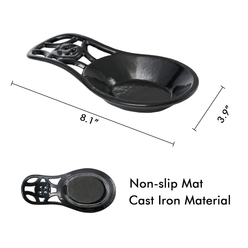 Cooking Spoon Rest for Stove Top, Cast Iron Spoon Holder