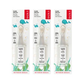 RADIUS Children's Toothbrush Pure Brush Ultra Soft BPA Free ADA Accepted Designed for Delicate Teeth for Kids 6 Months and Up - Clear - Pack of 3