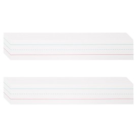 PATIKIL 50 Sheets Dry Erase Sentence Strips, 2" x 12" Reusable Cardstock Blue Red Lined Writing Paper Ruled Sentence Strips for Teachers Classroom Schedule
