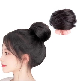 HAPVITAL Chignon Point Wig, Japanese Style Chignon Partial Wig, Hair Filler, Hair Ornament, Volume Up, Easy, Natural Feel, Perfect Hairstyle, Fashionable, Popular Women's (Brownish Black, Straight)