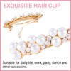 Winsyison 2pcs Pearl Rhinestone Snap Hair Clips for Women, Glitter