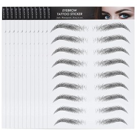 12 Sheets 4D Hair-Like Waterproof Eyebrow Tattoos Stickers Eyebrow Transfers Stickers Grooming Shaping Eyebrow Sticker for Women and Girls (2 Style) (Simple Style)