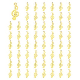 PATIKIL Musical Note Charm, 100 Pcs Alloy Music Theme Instrument Pendant for Woman Necklace Earring Bracelet Jewelry Making and DIY Crafts, Gold Tone, 1 x 0.4 Inch
