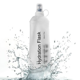 FR Soft Flask, Collapsible Soft Water Bottle, Running Water Bottle for Hydration Packs - Running & Hiking Folding Water Bottle （White,500ml）