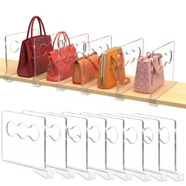 WEITELAI Clear Shelf Dividers, Closet Verticalshelf Dividers for Closet Organization Handbags and Clothes Sweaters, Purse Organizer Divider, for Bedroom (Clear, 8 Pcs)