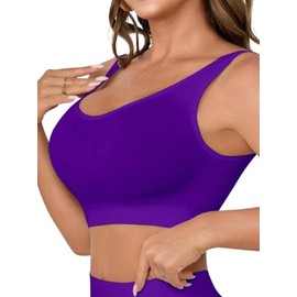 Boolavard New Seamless Sports Style Bra Crop Top Vest Comfort Stretch Bras Shapewear (AU, Alpha, XX-Large, Regular, Regular, Purple)
