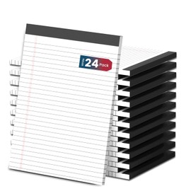 White Legal Note Pads 8.5X 11'', 24 Pack Legal Paper Note Pads, Micro Perforated Wide Ruled Lined Writing Pads 30 Sheets per Notepad Double-Side Printed Legal Note Pad 8.5x11 for Home, Office, School