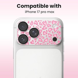 2 Pack for iPhone 17 Pro Max Camera Lens Protector with Cute Love Leopard Print Tempered Glass,HD Clear Ultra High Definition,Scratch & Drop Resistant,Aesthetic Cheetah Pattern(Pink Heart Leopard)