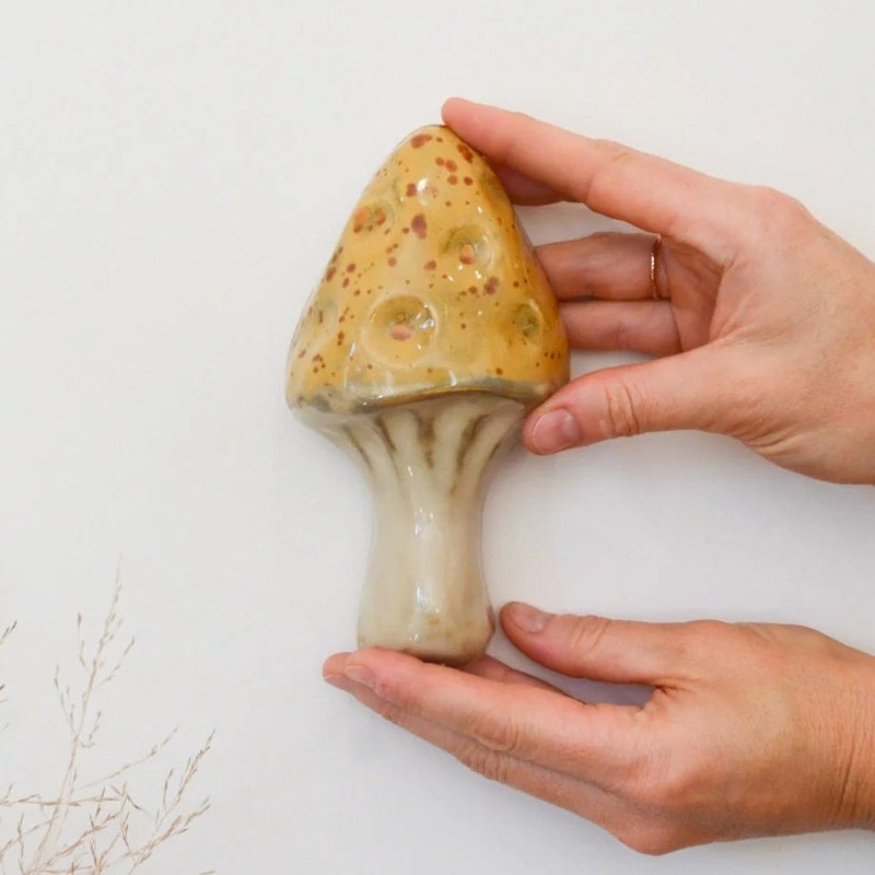 Kim Wallace Ceramic Wall Hanging - Mushroom Medium, Vintage Red