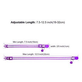 zulinlong 3 Pack Reflective and Breakaway Cat Collars with Bells，Adjustable Kitten Collars from 7.5 to 12.5 Inches, Ideal of Kitten Collar, Suitable for Girls and Boys (Purple)