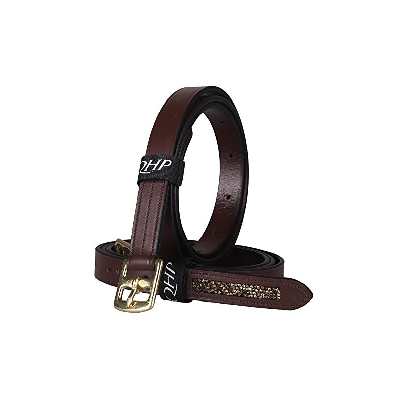QHP Lupine Leather Stirrup Leathers with Rhinestones at the End