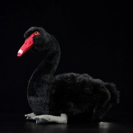 lilizzhoumax Black Swan Plush Toy 23 cm/9 inches, Simulated Animal Kawaii Black Swan Plush, Realistic Bird Toy for Wild Animals, Gift for Friends and Children Furry Stuffed Toy