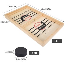 Herefun Table Hockey Toy, Interactive 2-in-1 parent-child interaction Catapult board game, Table hockey wood, Quick sling puck match game, Portable chessboard set, Party games (35 x 22 x 2.5 cm).