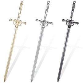 MBAIYO 3 Pack Letter Openers, Sword Letter Opener with Ergonomic Handle Fancy Decorative Envelope Slitter Mail Opener Tool for Home Office Desk Black Silver Gold