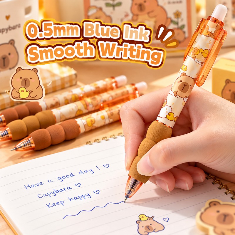 Capybara Erasable Gel Pens for Writing – Cute 0.5mm Refillable
