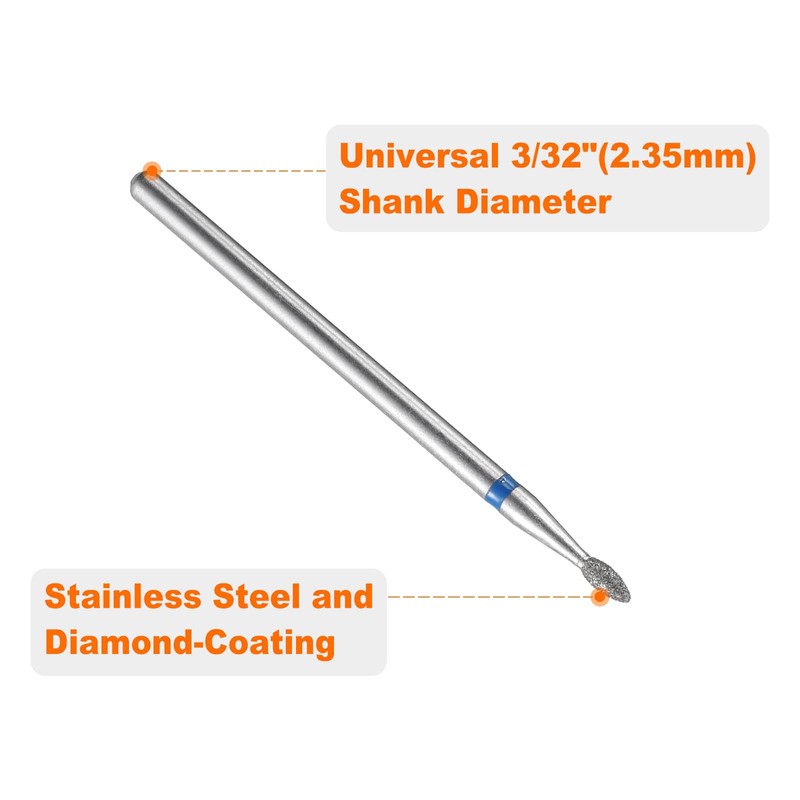 sourcing map 6pcs 120-140 Grits Diamond Grinding Bit 1.8mm Oval