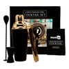 Homiu Cocktail Shaker Set Black and Gold 5-Piece, Stainless Steel
