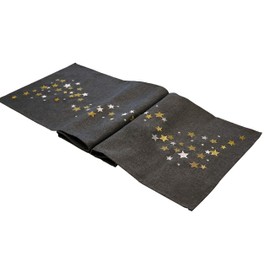 khevga Table Runner Table Cloth Christmas Modern in Grey with Embroidery Gold Silver