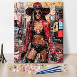 TUMOVO Adult Paint by Number Kits on Canvas, African American Woman Paint by Numbers, Black Girl Painting by Numbers for Adults, DIY Easy Number Painting Canvas Arts for Adult, 16 X20 Inch