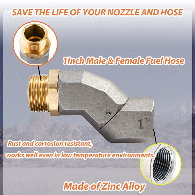 (1" NPT, 2PCS) Fuel Hose Swivel 360 Rotating Connector for