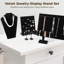 22 PCS Velvet Jewelry Display Set, Necklace Display Stand for Selling, Bracelet Holder, Earring T-Stand, Jewelry Stands for Home Store