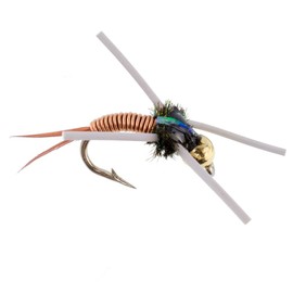 The Fly Fishing Place Tungsten Bead Head Rubber Legs Copper John Nymph Fly Fishing Flies - Set of 6 Flies Hook Size 16