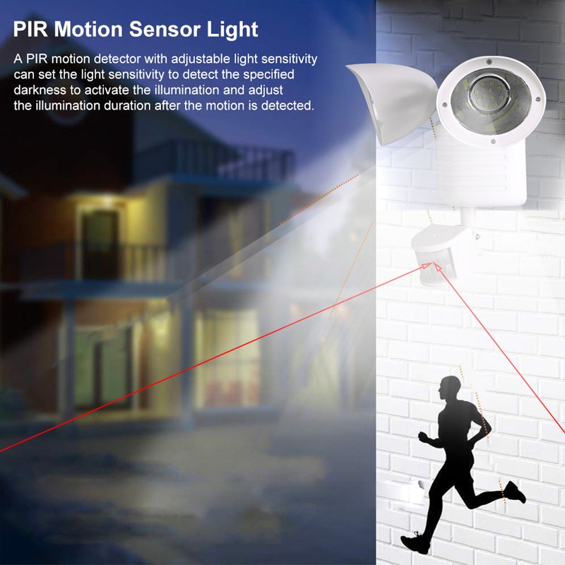 Outdoor Waterproof Double Lamp Head 22 LED Solar Power PIR