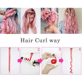 SJBAUTYO Pack of 12 Pink Hair Extensions, Highlights, 21 Inch Straight Long Hairpieces, Hair Strands for Clip-in, Pink Clip-In Hair Extensions, Colourful, for Children, Pink