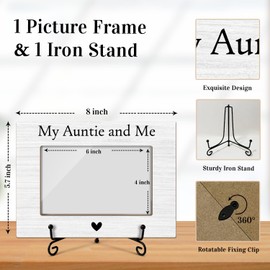 TRKAE Aunt Picture Frame, Wooden Photo Frame From Niece Nephew, Auntie Gifts Birthday Gifts for Aunt Auntie, 4x6 Photo Frame For Tabletop Display, Home Living Room Table Decor -050