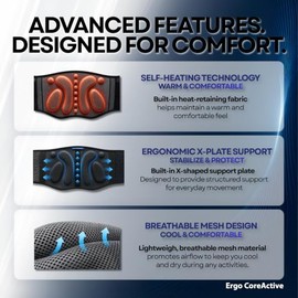 Cinturón de soporte de fibra compuesta avanzada con diseño en forma de X, fuerte apoyo lumbar, alivio del dolor para hombres y mujeres, talla L       