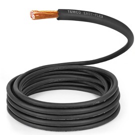 TEMCo 2 Gauge AWG 15 Ft Black Flexible Pure Copper Made in USA Welding Cable Battery Wire - Heavy Duty Solar, Inverter, Car, RV, Truck