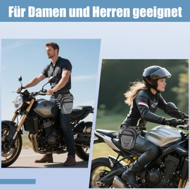 Eshow Motorcycle Leg Bag for Men Women Thigh Bag Belt Bag Expandable Storage Space Bum Bag with 1 Bottle Holder 2 Carabiners Reflective Strips for Hiking Cycling, lightgrey