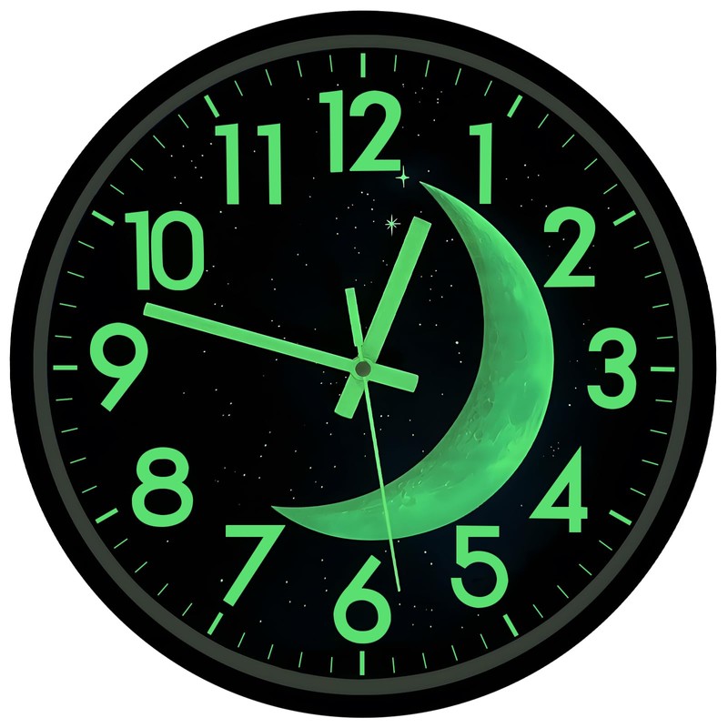 JoFomp LED Light Up Wall Clock Glow in Dark, 12