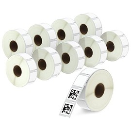 BETCKEY - Compatible DYMO 30332 (1" x 1") Multipurpose Square QR Code Labels - Compatible with Rollo, DYMO Labelwriter 450, 4XL & Zebra Desktop Printers[10 Rolls/7500 Labels]