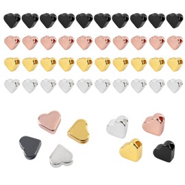 Dokeno Pack of 40 Metal Beads Heart, Heart Beads Heart Pendant Heart Beads for Bracelets Spacer Beads for Bracelets Heart Beads Small for DIY Bracelet Necklace Earring Making (4 Colours)