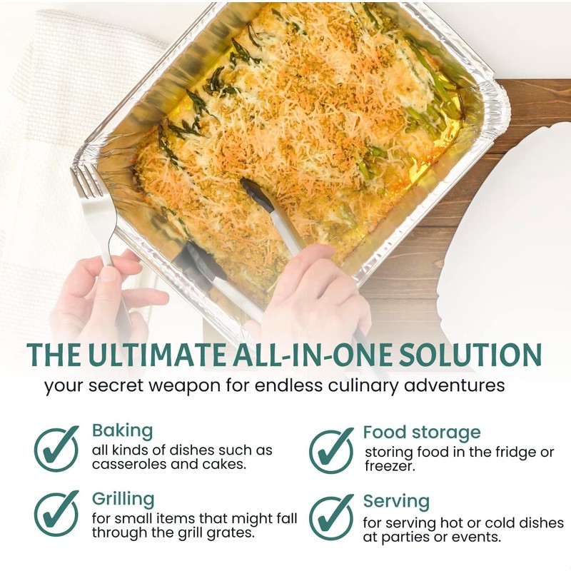 FUNSTITUTION Aluminum Foil Pans 9x13 (30 Pack) - Disposable Aluminum