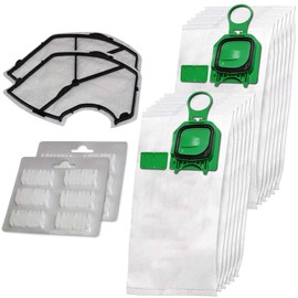 Set of 12 Premium Microfleece Vacuum Cleaner Bags + 12 Fragrances + 2 Motor Protection Filters for Vorwerk Kobold 140, 150, VK 140, VK 150, VK140, VK150, FP140, FP150 - with Hygiene Seal - Fleece