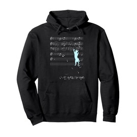 Cat Music Sheet Musical Notes Climbing Kitten Silhouette Pullover Hoodie