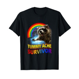 Tummy Ache Survivor Raccoon Unhinged Raccoon Meme Oddly T-Shirt