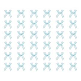 Tupalizy Ribbon Bows Mini Satin Fabric Bows Flowers for DIY Craft Sewing Scrapbooking Wedding Christmas Party Favors Bakery Treat Gift Box Decoration Packaging, 40x40x10mm, 50PCS (Blue)