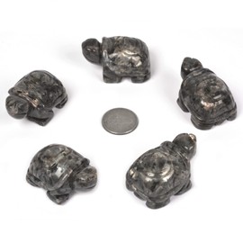 Justinstones Larvikite Healing Crystal Guardian Turtle Tortoise Pocket Stone Figurines Carved Gemstone Crafts Home Decor 2 inch
