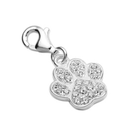 jewellerybox Sterling Silver CZ Crystal Encrusted Paw Print Clip on Charm