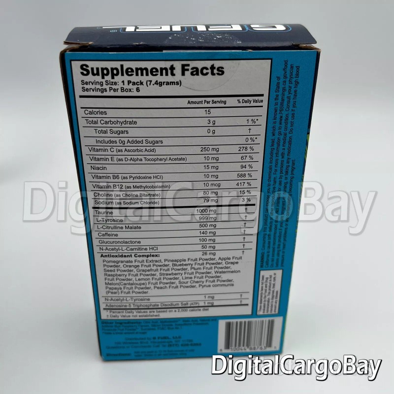G Fuel Sour Blue Raspberry Chug Rug Energy Formula x6