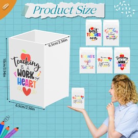 Cholemy 10 Pack Teacher Appreciation Gifts Bulk Pencil Holders Acrylic Pen Holder Desk Organizer Pencil Cup Containers for School Office Home Supplies Christmas Gifts (White)