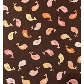 Timeless Treasures Bird Fabric By Timeless Treasures Orange Pink Yellow Birdies On Dark Brown BTHY