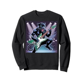 Kids Black Panther Playing Guitar Rock Star Rock and Roll Sweatshirt